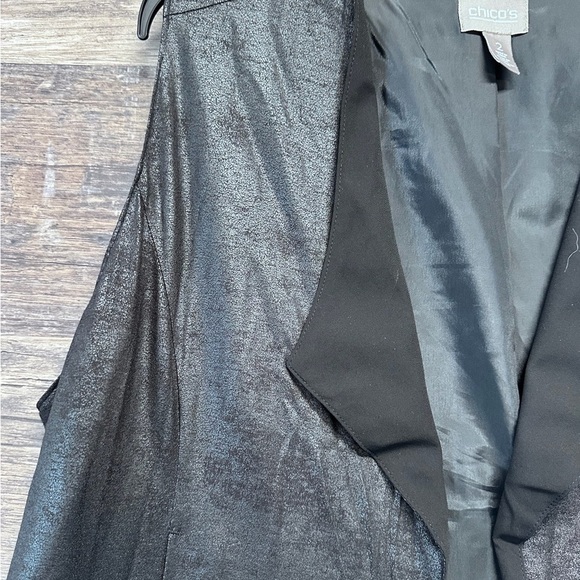 Chico's Black Metallic Vest Womens Size 2 - Picture 8 of 10